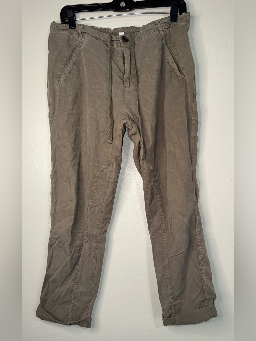 James Perse Cropped Drawstring Ankle Pants in Taupe-Grey